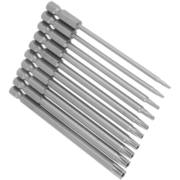 10 pcs 100mm 1/4\" Hex Shank S2 Steel Torx Screwdriver Bits Set