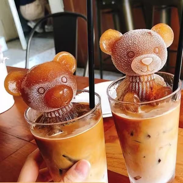 Delar 3D Bamse Is Silikoneforme Iskubsforme Form Silikone Dyreform Sæbe Lysform Iskube til Kaffe Mælk Te Slik