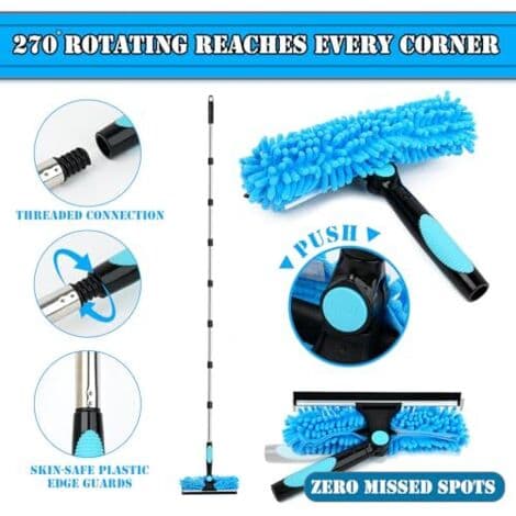 3.1m Extendable Window Cleaner, 2-in-1 Window Cleaning Device, Telescopic Cleaning Tool for High Windows and Car Windows