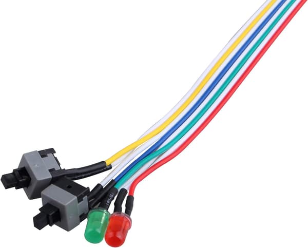 65CM 2-pak PC-strømafbryder med LED-kabel og lyskabel 3 i 1 til stationær PC ATX-kabinet Kill