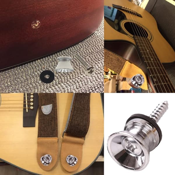 1 stycken gitarrbandlås metallbandknappar metalländstift platt huvud för akustisk klassisk elgitarr (förpackning med 12) (silver)