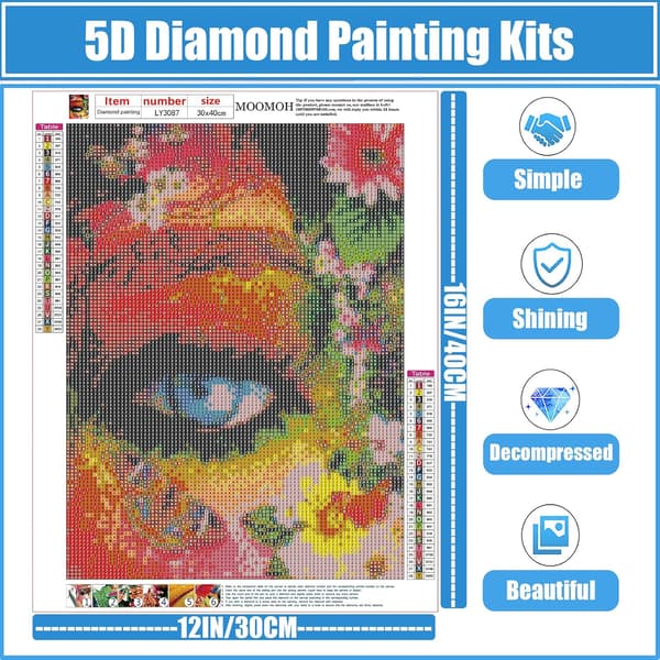 Diamantmaleri sæt til voksne - 5D Diamantkunst sæt - Øjenblomster