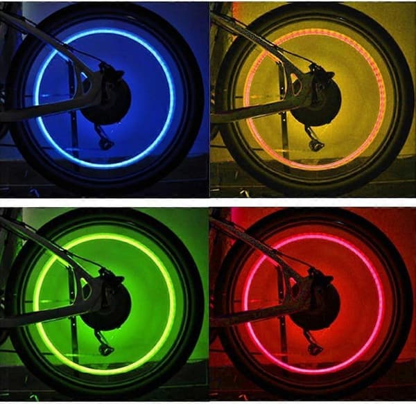 Wheel Spoke Lights Valve Caps - Color Changing LED Bicycle Wheel Light 2-pack