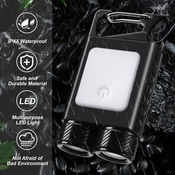Mini LED Flashlight 900LM EDC Flashlight Rechargeable USB LED Keychain Flashlight IP65 Waterproof Magnetic Flashlight for Camping Hiking