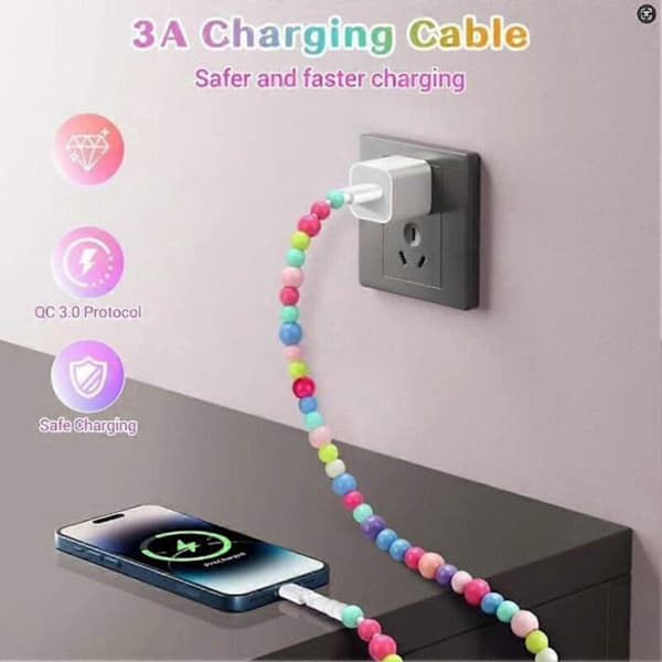 4-i-1 Perlemorskimrende Ladekabel - USB-C til Lightning PD Hurtigladekabel for iPhone 17/16/15 og Android Samsung S25 Grønn