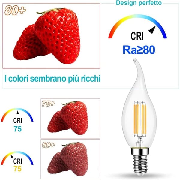 10-pack 4W LED Filament Bulb E14 470LM Candle Flame Cool White 6000K, Non-dimmable, 360° Beam Angle