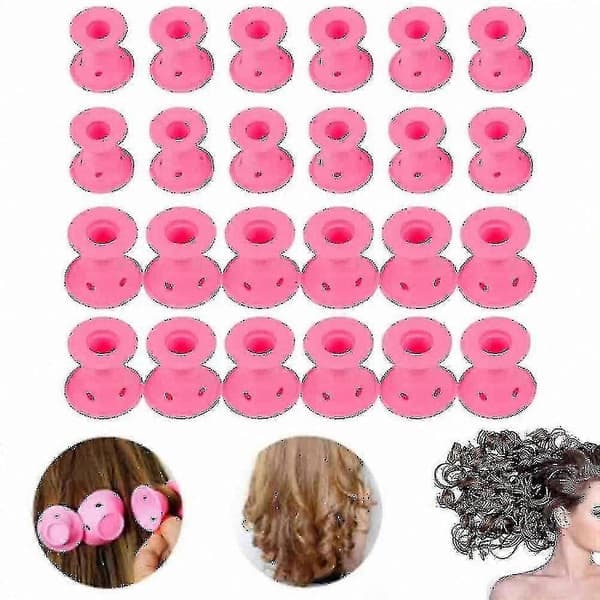 Soft Silicone Hair Rollers, 24-pack Rubber Magic Rollers for Styling, DIY Hair Care Tool for Curling