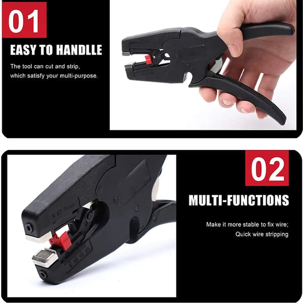 Automatisk trådstripper og kutter, 2-i-1 kraftig trådstripper for stripping av ledninger, kutter 5-20 mm/(0,25-0,75 tommer)