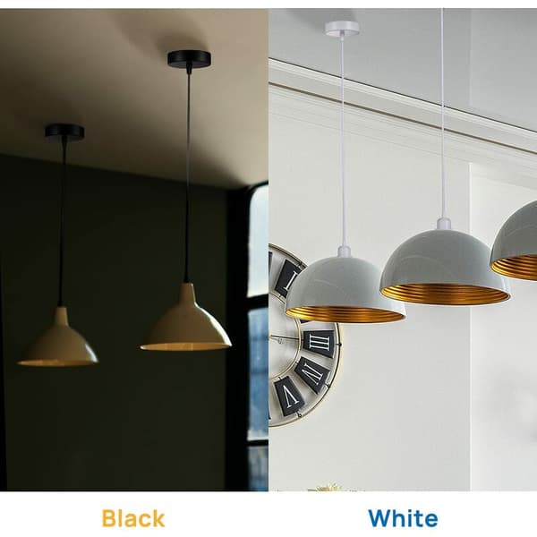 Adjustable 100 cm Textile Cable E27 Pendant Lamp with Screw Ring, Compatible with Kitchen Lamps, Black