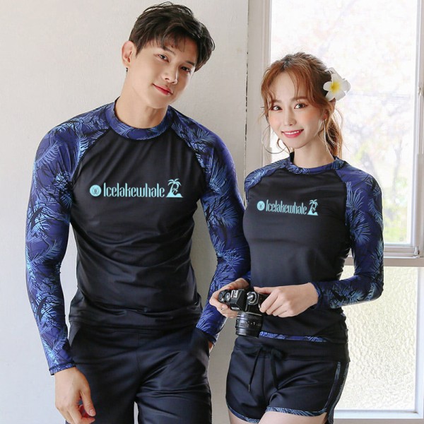 Ny koreansk våtdrakt for par: firedelt damedrakt, langermet og langbukser delt badedrakt-XXL