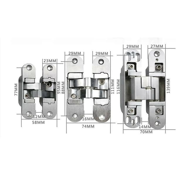 3D Invisible Hinge. Satin Stainless Steel. 2 pieces, 2395mm (left + right)
