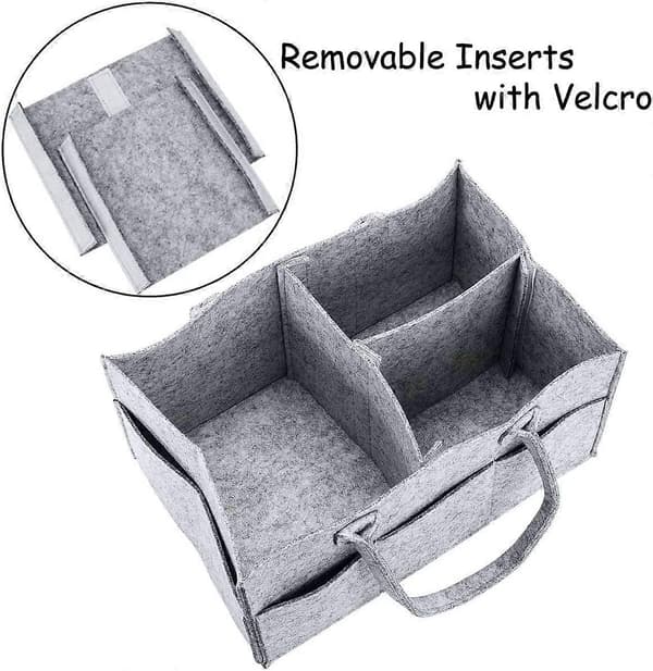 Diaper Caddy Foldable Baby Diaper Storage Basket, Portable Nursery Storage Bin with Interchangeable Compartments