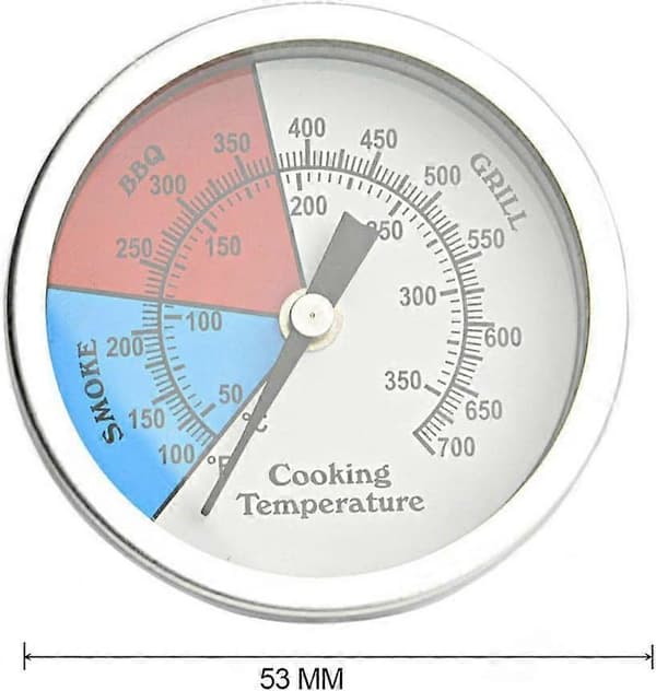 BBQ Røgtermometer Kulgrilltermometer med Temperaturmåler 53mm