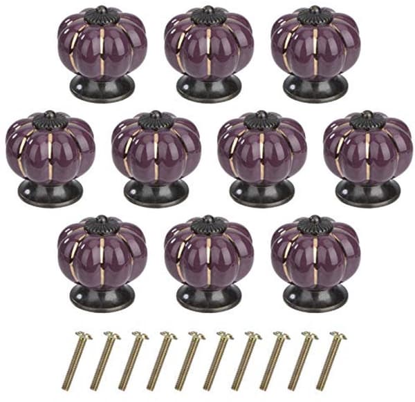 Ceramic Pumpkin Knobs for Furniture - Vintage Style, 10 Pieces