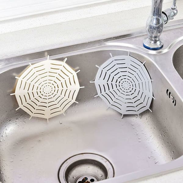 Kitchen strainer, shower strainer, hair trap with suction cup (spider web beige)