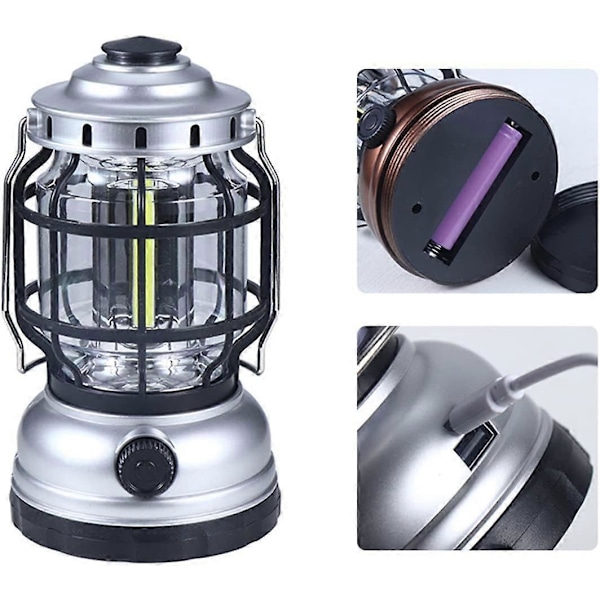 Bærbar retro LED-campinglampe - Bærbar campinglampe - Utendørs campinglykt - Bærbar campinglampe - Nattlampe (rød) C