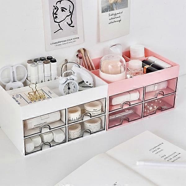 Small Desk Organizer Desktop Storage Box Paper Organizer Makeup Organizer Gift Pink