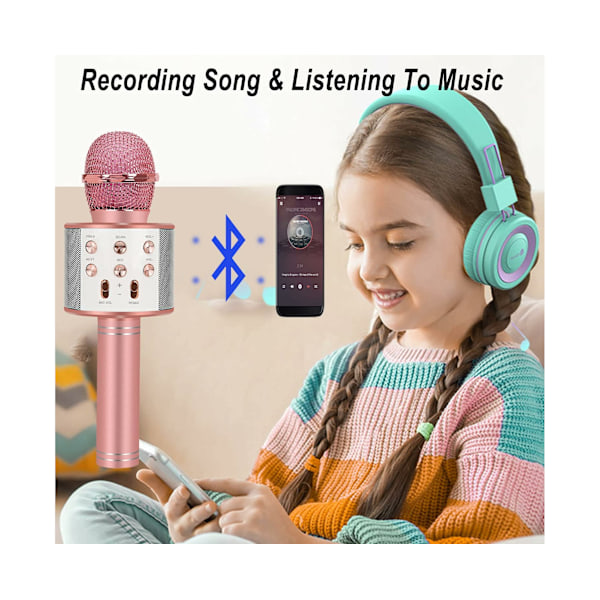 Karaokemikrofoni lapsille, langaton Bluetooth-karaokemikrofoni laulamiseen, kannettava kädessä pidettävä mikrofonikaiutin, lahjaleluja tytöille ja pojille