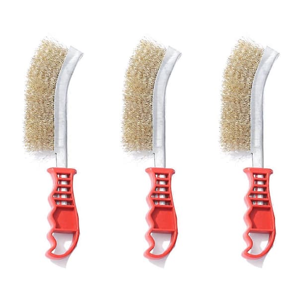 3PCS Multifunction Tool Steel Brush Copper Plated Long Handle Cleaning Brush Kitchen Grill Special Plate Rust Removal