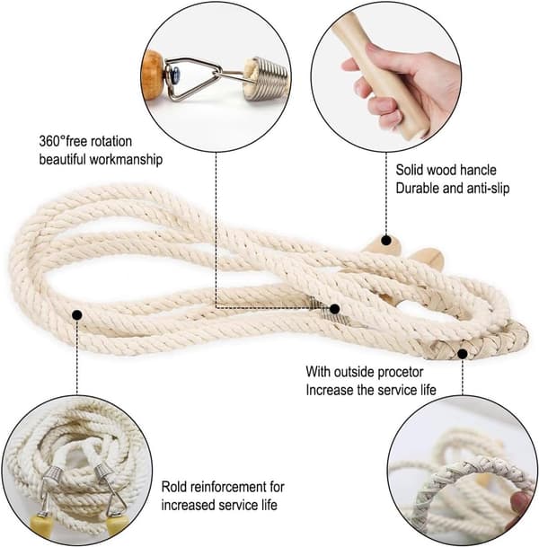 Hoppetau 5 meter beige for flere spillere, utendørsspill for barn 14+