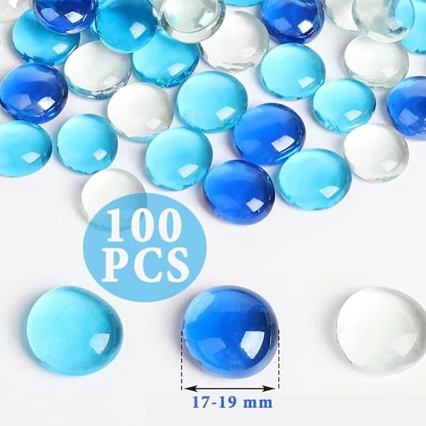 100 stk. Gennemsigtige Glassten, Blå Flade Sten, Glaskugler Dekorative Mosaiksten til Vasefyldning Bord, A