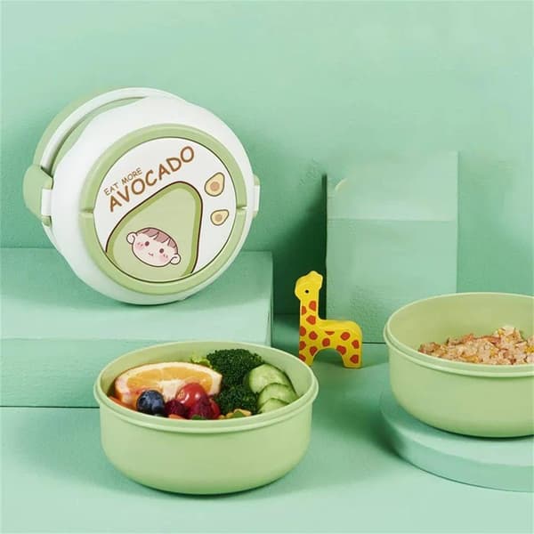 Lunch Box/Bento Box, Stackable Double Layer Design with Handle, Perfect for Office, School and Home