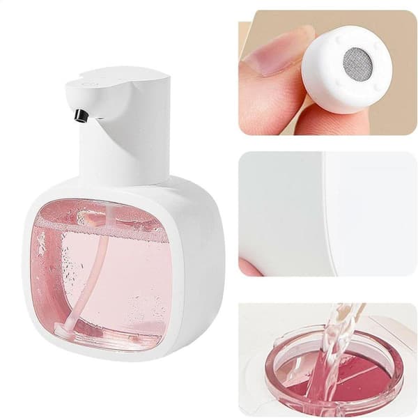 500 ml Automatisk Såpedispenser - Såpedispenser for Flytende Såpe Berøringsfri Såpedispenser, USB-C Lading Sølv Silver