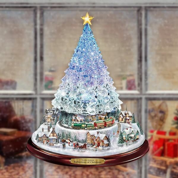 Christmas Tree Rotating Sculpture Train Decorations Paste Window Stickers Christmas Decorations for Home
