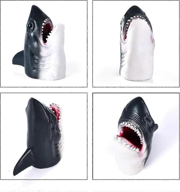 Shark Puppets Soft Rubber White Shark Head Realistic Hand Puppets