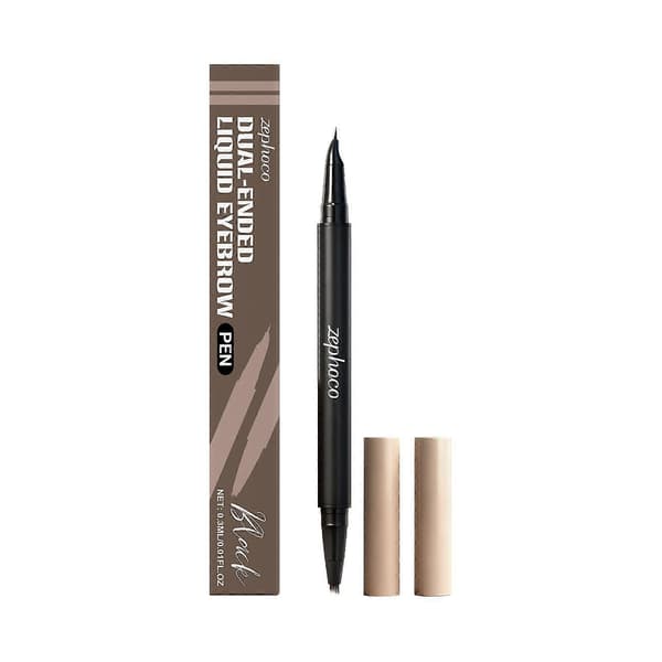 Zephoco Black 2-in-1 Eyebrow Pencil, Three-dimensional Color Display, No Smudging, Natural Eyebrow Shape, Convenient and Smooth Eyebrow Pencil