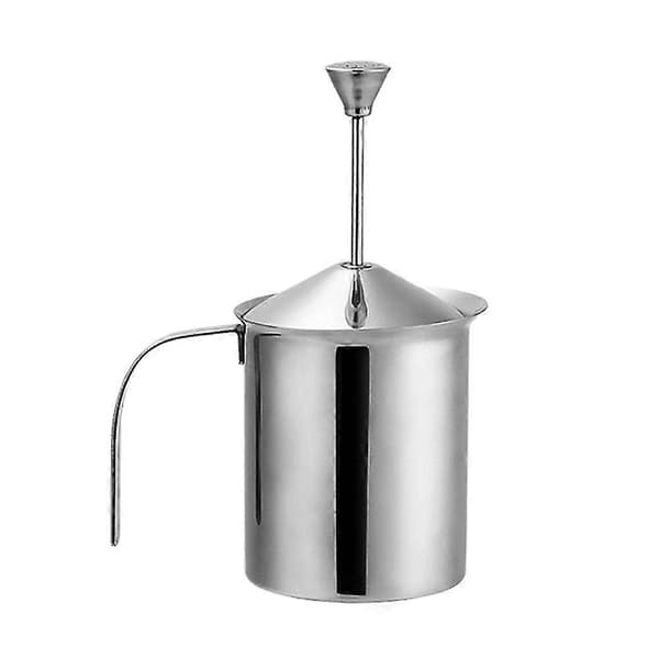 400ML Manuel Mælkeskummer, Rustfrit Stål Dobbelt Si Trykmekanisme Skumpisker Kaffe Cappuccino