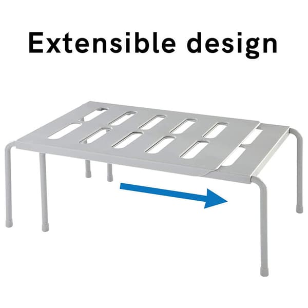 Expandable Kitchen Countertop Shelf Organizer, Shelf with Retractable Plastic Organizers, Multifunctional, Spice Rack White