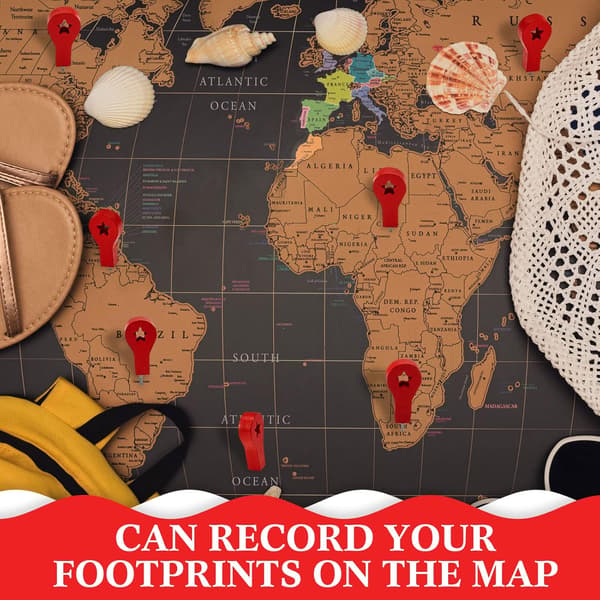 Creative Wooden Push Pins Decorative Map Tacks (Red Star, 300 Pcs)