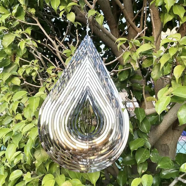 Birds Chasing Flowing Light Effect Stainless Steel Yard Decorations House Hanging Decoration Rotating Spinners