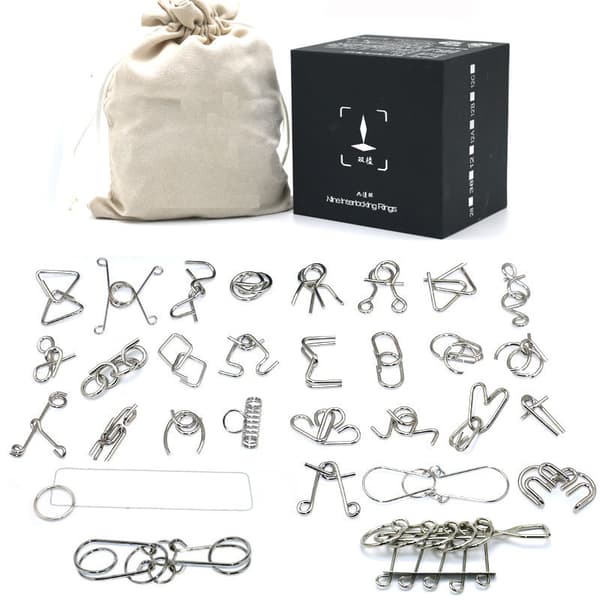 30 Metallic Brain Teasers, IQ Test Puzzle, Fidget