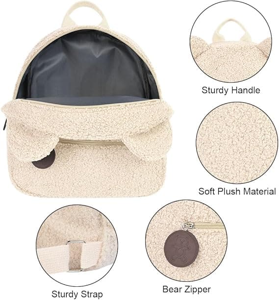 Cute Toddler Backpack, Mini Plush Backpack, Daycare Backpack