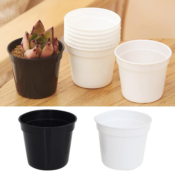 Runde innendørs blomsterpotter i plast (hvit)