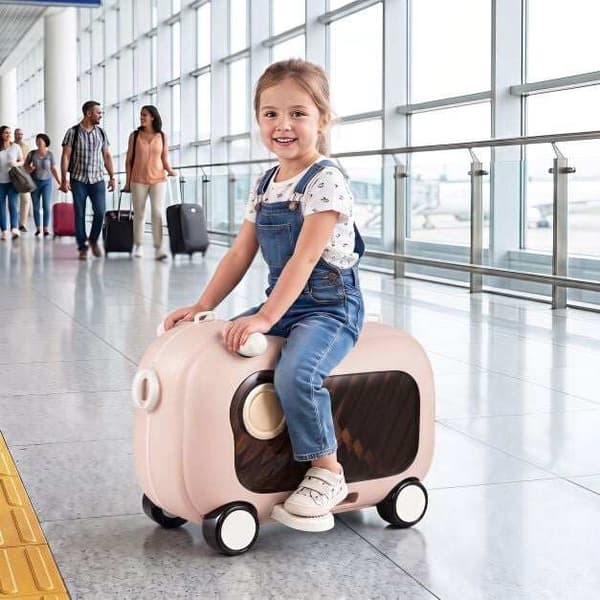 Trillekoffert for småbarn, 25 kg kapasitet, rosa