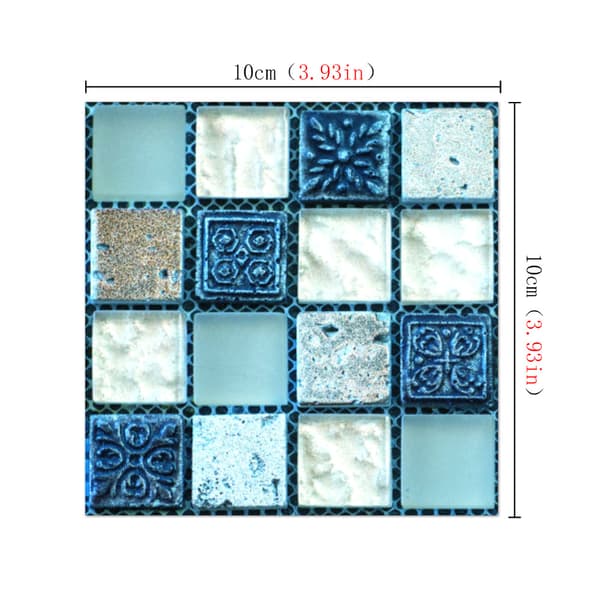 20 stk. Mosaikkfliser Dekal Blå (10 x 10 cm / 4 x 4 tommer)