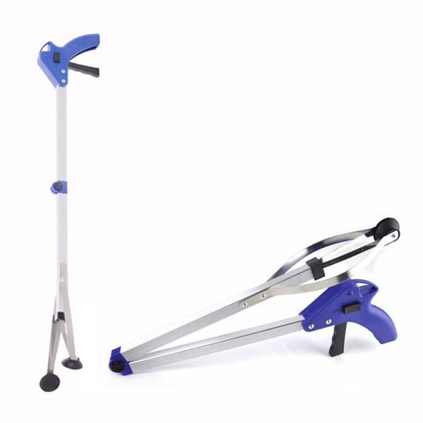 Teleskopisk sammenleggbar griper, blå, 80 cm, multifunksjonell aluminium for eldre og funksjonshemmede