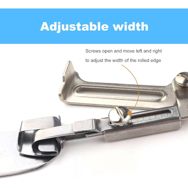 New Adjustable Rolled Hem Foot with Adjustable Width, Sewing Machine Accessory for Rolled Hem, Hemming Tool (15-25mm)