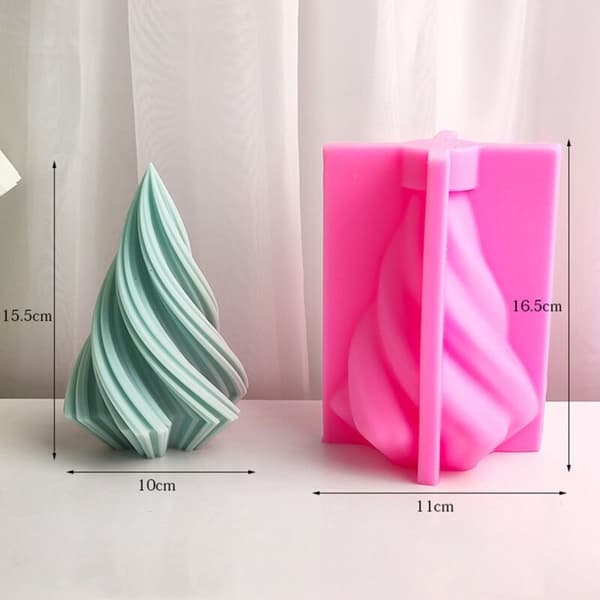 Rotating Cone Candle Mold with Wave Pattern Aromatherapy Candle Silicone Mold DIY Curved Column Gypsum Resin Molds (L)