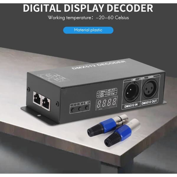 DMX 512 Digital Display Decoder, DMX512 Dimming Control for LED RGBW Strip Light Strip RJ45 Connection DC 12 - 24V 20A (4 Channels)