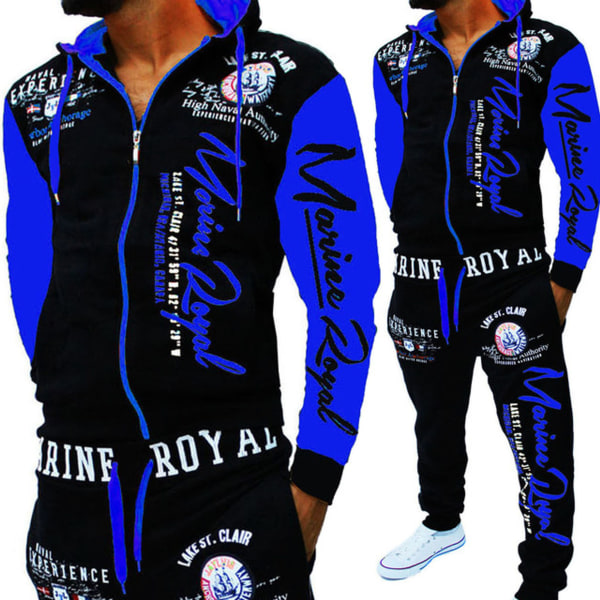 Jaylvis Herre Tracksuit Jogging Suit Sports Suit Streetwear A.2254 Blå 5XL