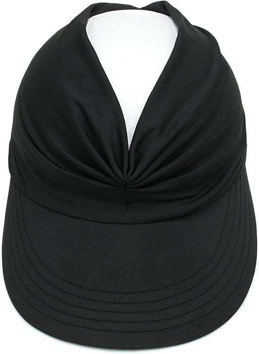 Dame solhat bred skygge sommer UV-beskyttelse solhat sammenfoldelig hestehale strandhat (sort)