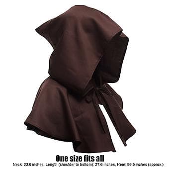 100% Ny, Middelalderlig Kappe Hat Halloween Cosplay Hætte Unisex Middelalderlig Kappe Hat Hvid (sort)