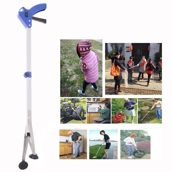 Teleskopisk sammenleggbar griper, blå, 80 cm, multifunksjonell aluminium for eldre og funksjonshemmede