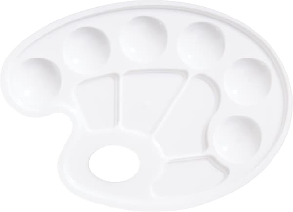 Hvit - 1 stk Oval plastfargepalett