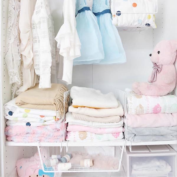 Vertical Wardrobe Shelf Divider Iron Clothes Organizer Practical Wardrobe Divider White