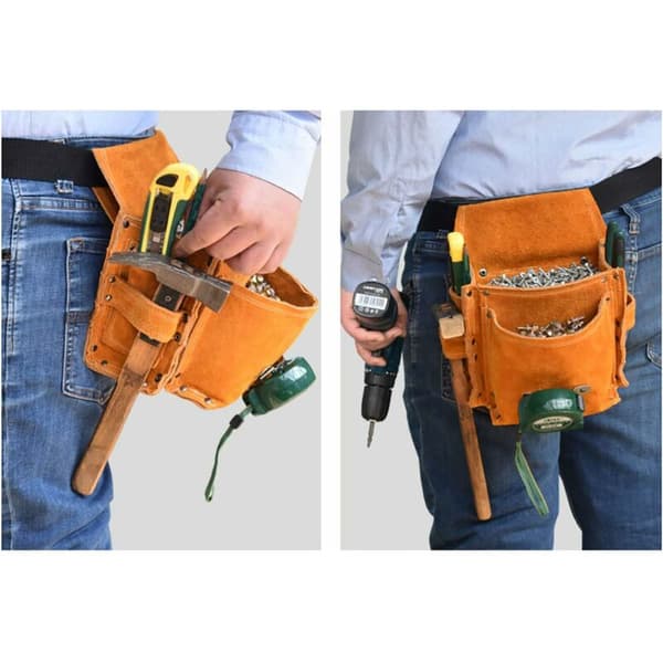 Multifunctional Tool Bag Belt Tool Pouch Thickened Tool Waist Bag Durable Cowhide Hardware Tool Storage